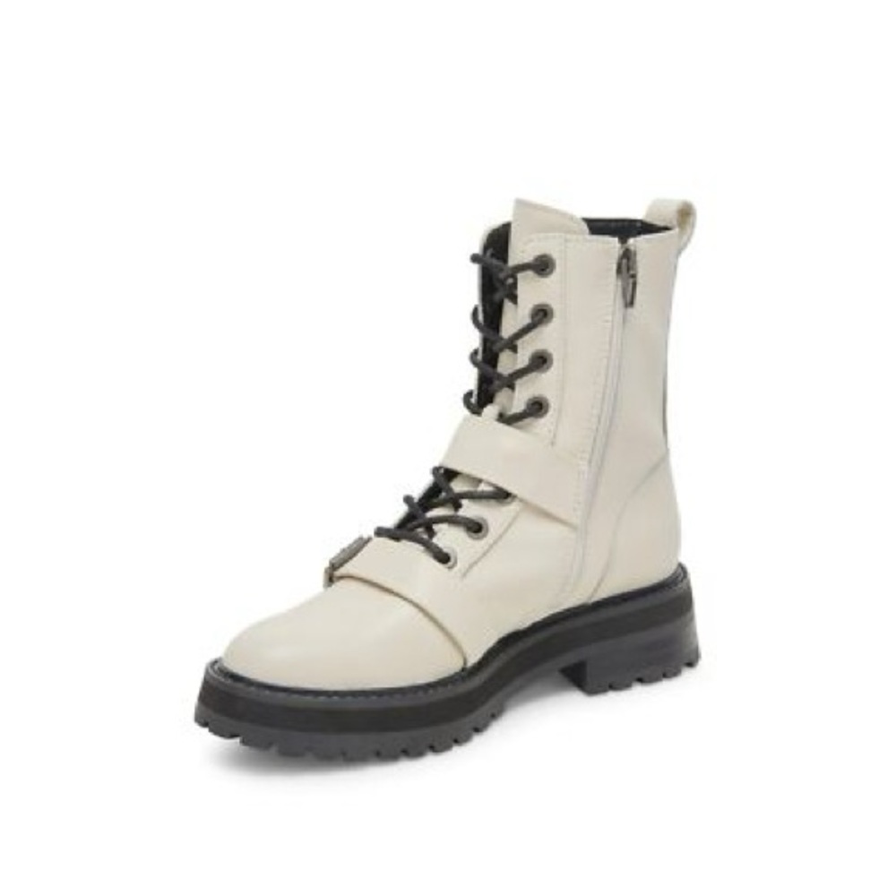 DOLCE VITA RONSON COMBAT BOOTS IN OFF WHITE 6 - Picture 2 of 9